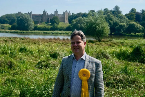 James Sandbach wearing rosette in Framlingham